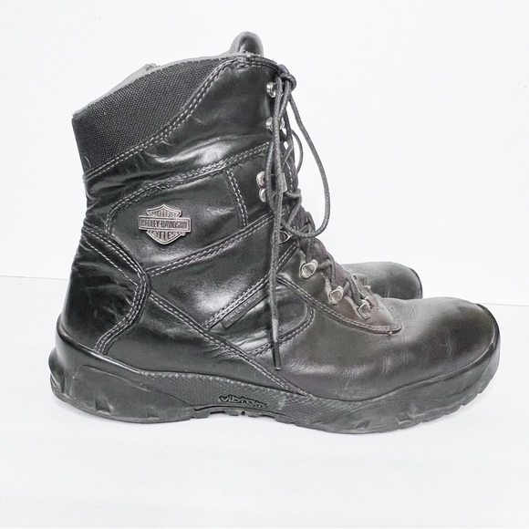 Harley Davidson Black Leather Motorcycle Moto Boots Size 10 Men’s